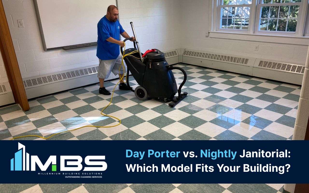Maintenance staff performing duties under the day porter vs nightly janitorial system