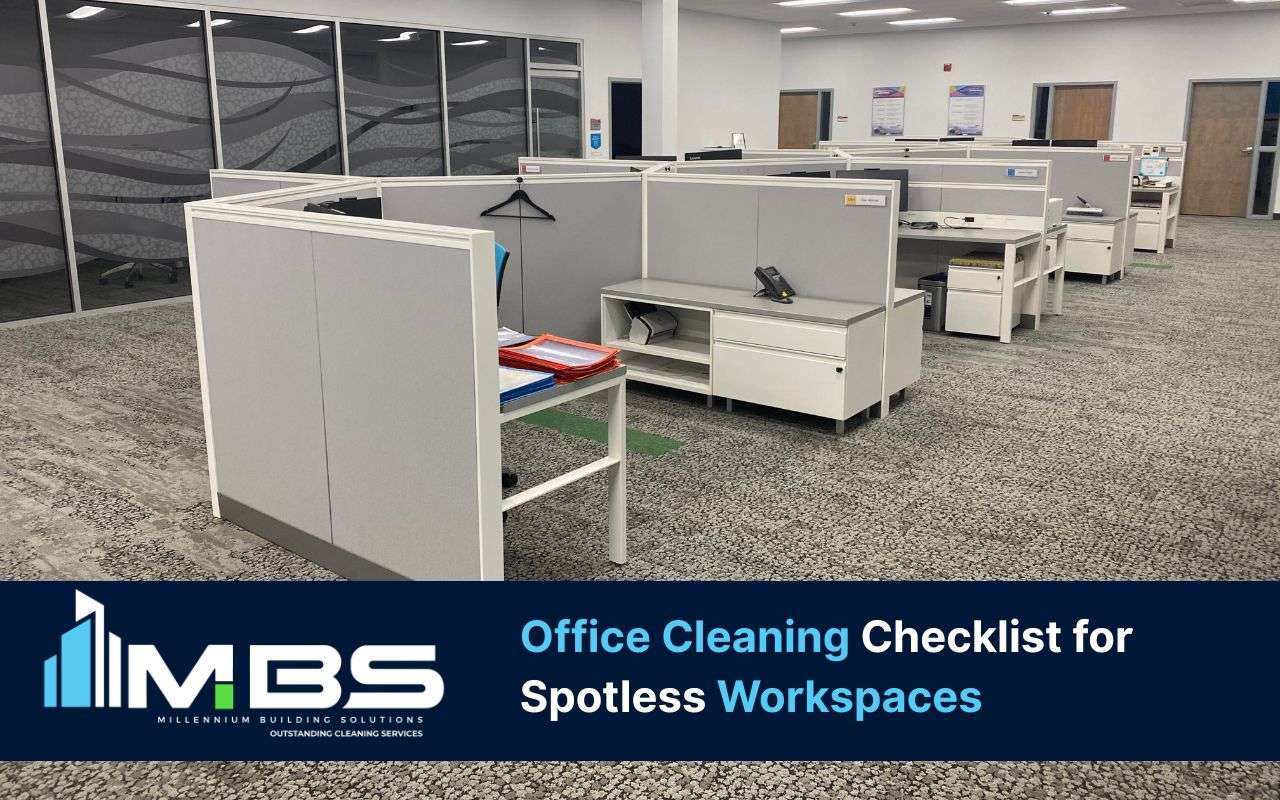 Organized workspace following an office cleaning checklist
