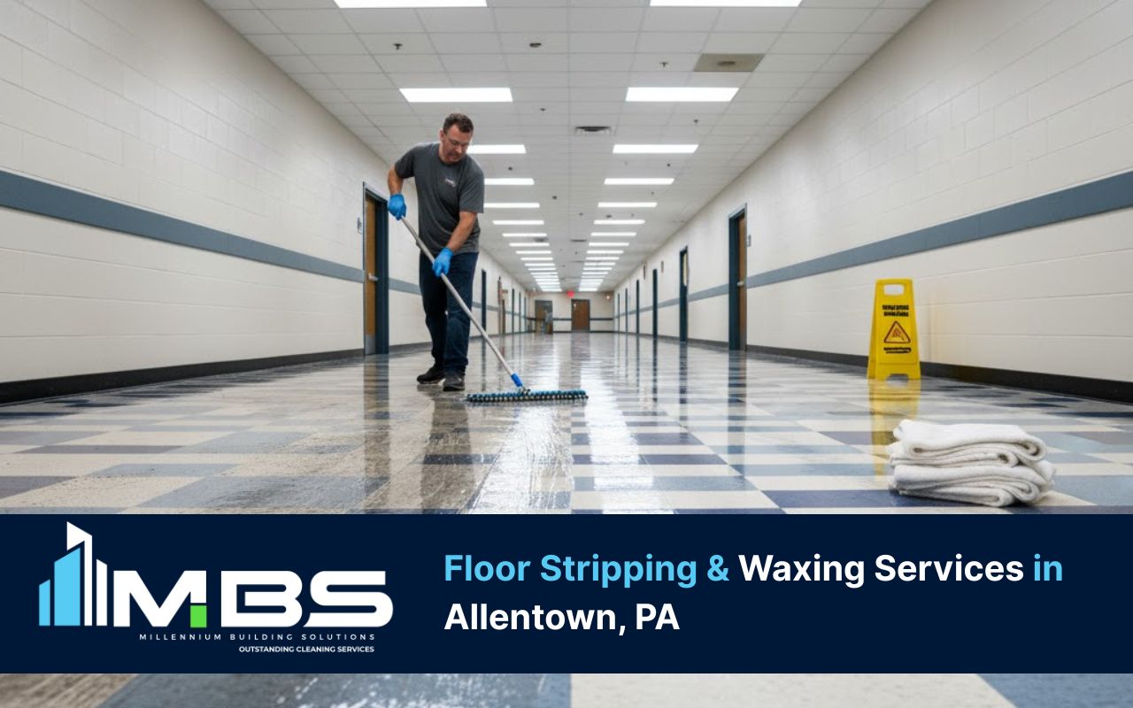 Floor Stripping and Waxing Allentown VCT process with deep stripping