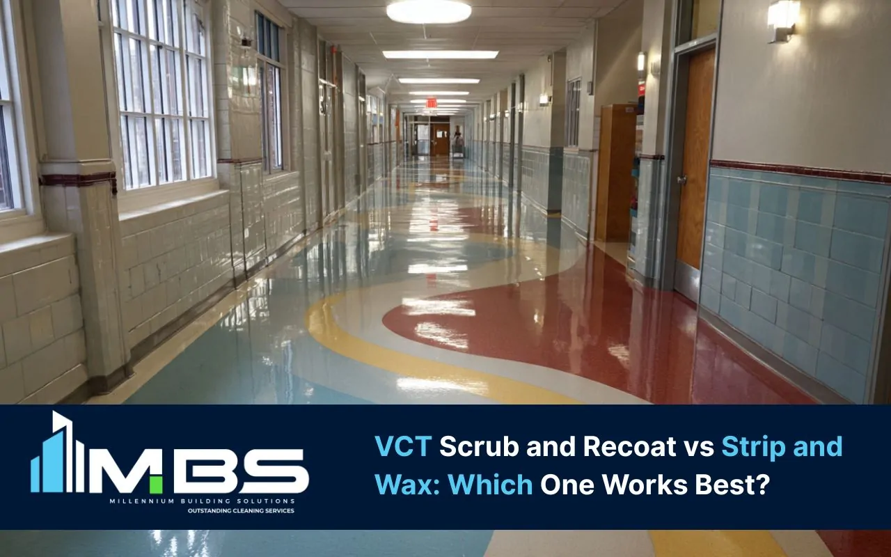 Slip resistance and finish durability factors in VCT scrub and recoat vs strip and wax
